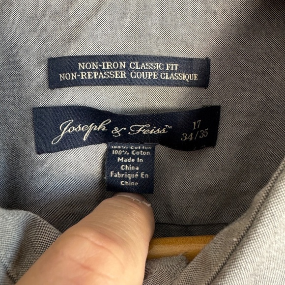 Joseph & Feiss Mens Non-Iron Silver-Gray Classic Fit Long Sleeve Button Shirt 17 - Picture 3 of 13